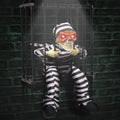 Animated Skull Prisoner with Motion Sensor Lunge and Red LED Eyes for Halloween