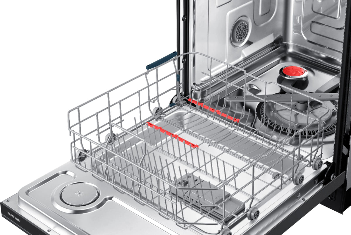 Samsung - StormWash 24 Top Control Built-In Dishwasher with AutoRelease Dry, 3rd Rack, 48 dBA - Black stainless steel