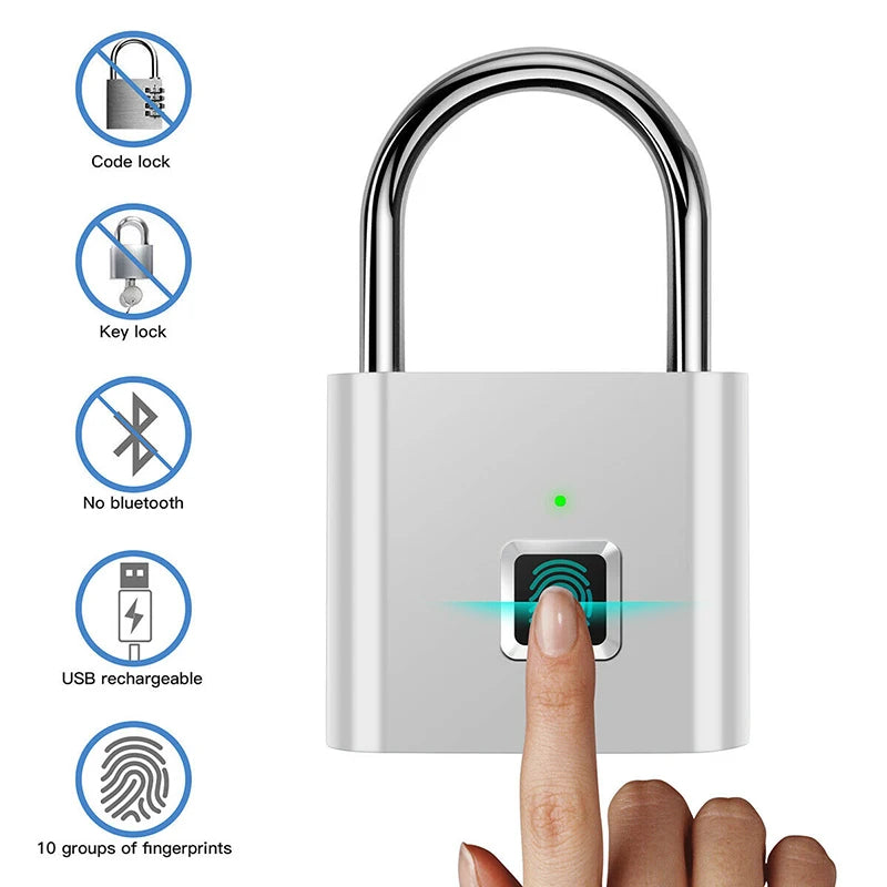 Fingerprint Padlock with App Control and 10-Print Storage, 6-Month  Battery