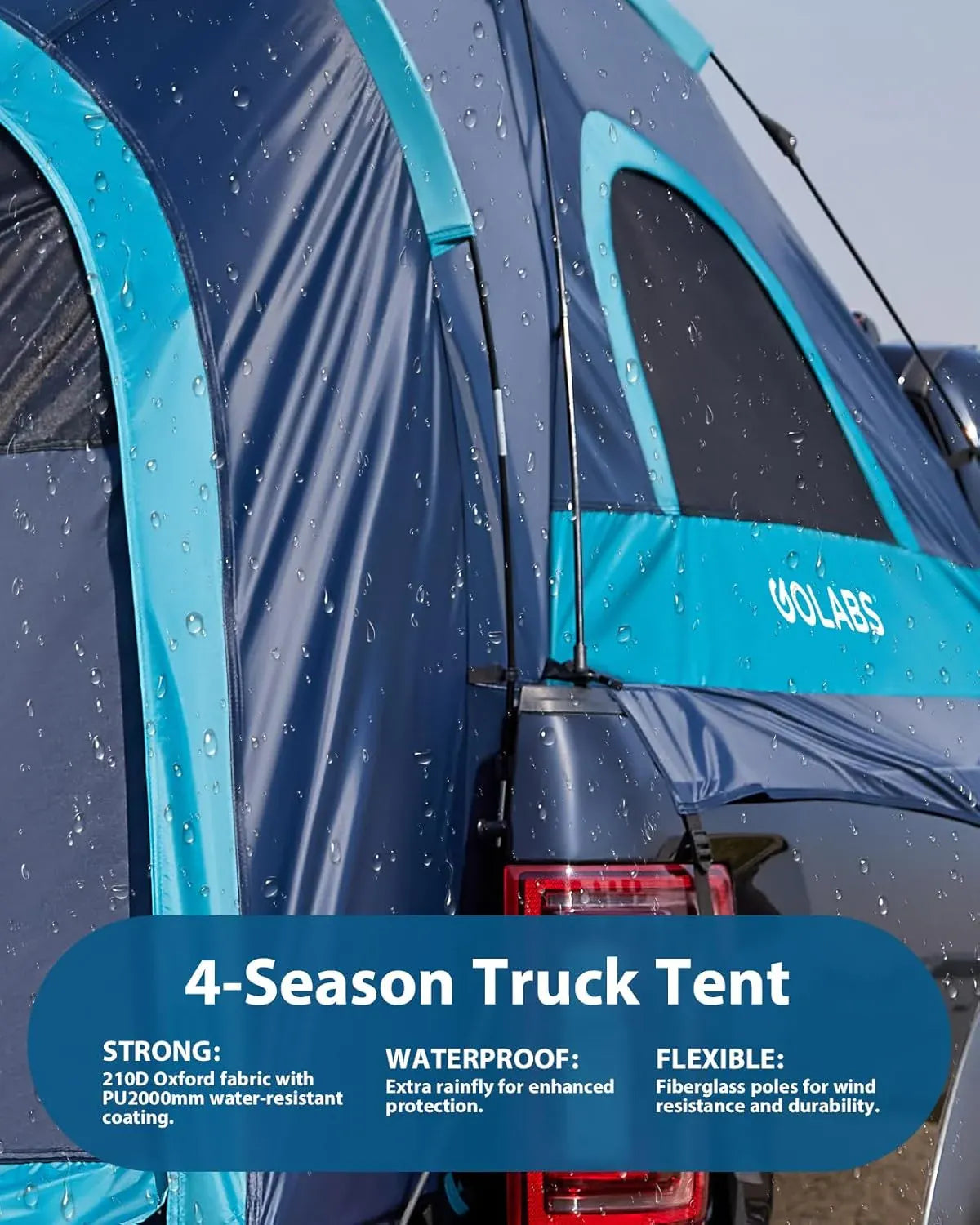 Golabs Truck Bed Tent for 5-6 Ft Bed, 8-Minute Easy Setup by Pre-Assembled Design, Waterproof PU2000mm, 2-Person Portable with Extra Rainfly Cover for Camping & Outdoor, Includes Storage Bag