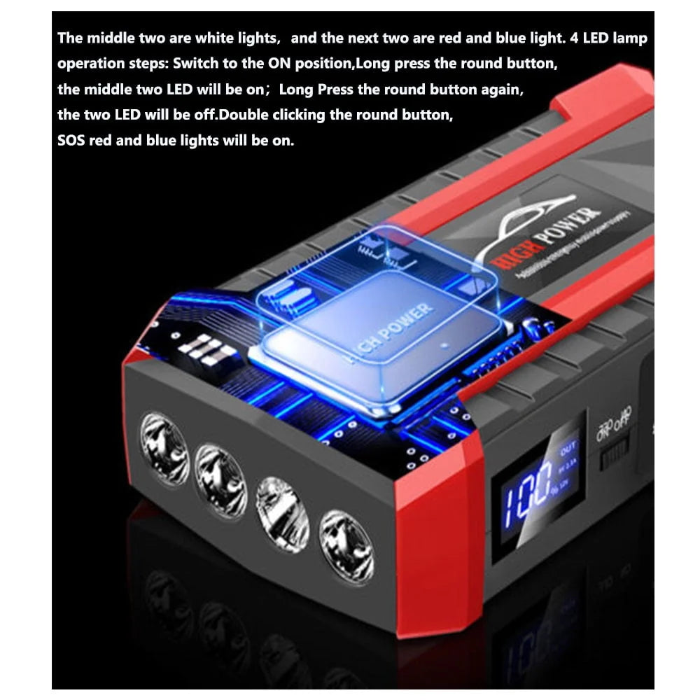 Xhy 89800mAh Car Jump Starter Portable Battery Pack Booster Jumper Box Emergency Start Power Bank Supply Charger with Built-in LED Light