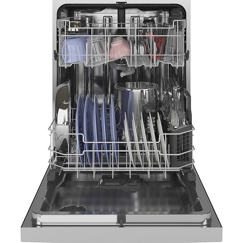 GE - Stainless Steel Interior Fingerprint Resistant Dishwasher with Hidden Controls - Stainless steel