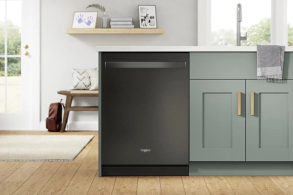 Whirlpool - 24 Top Control Built-In Dishwasher with Stainless Steel Tub, Large Capacity & 3rd Rack, 47 dBA - Black stainless steel