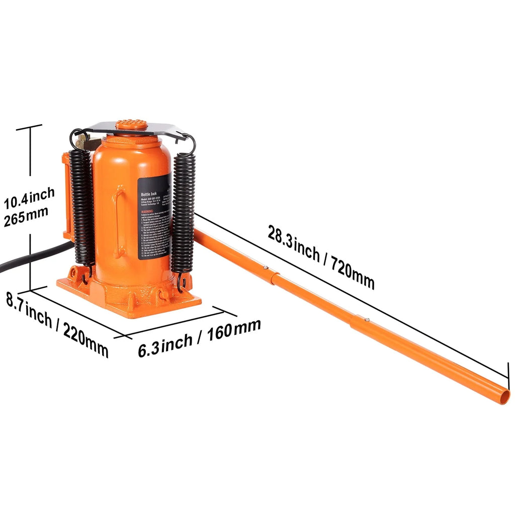 SKYSHALO Air Hydraulic Bottle Jack, 20 Ton Capacity, for High-Lift Automotive Repair in Car Shops
