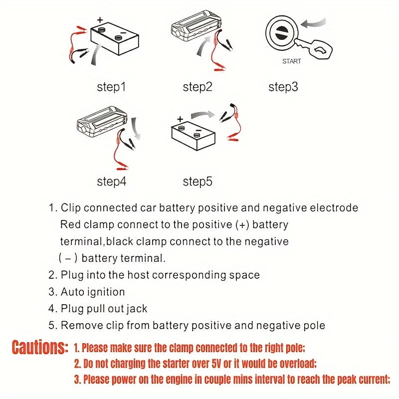 Compact 8000mAh Jump Starter & Power Bank - Emergency Car Boost for Petrol & Diesel, 12V, Safe, Dual-Color