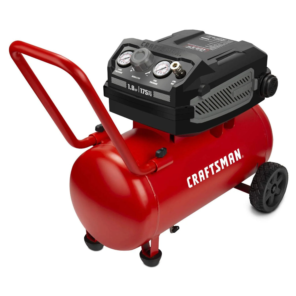 CRAFTSMAN HARD Air Compressor, 10 Gallon 1.8 HP 175 PSI, 4.0CFM@90PSI, Oil Free and Maintenance Free, Portable with Large Wheels, CMXECXA0201041