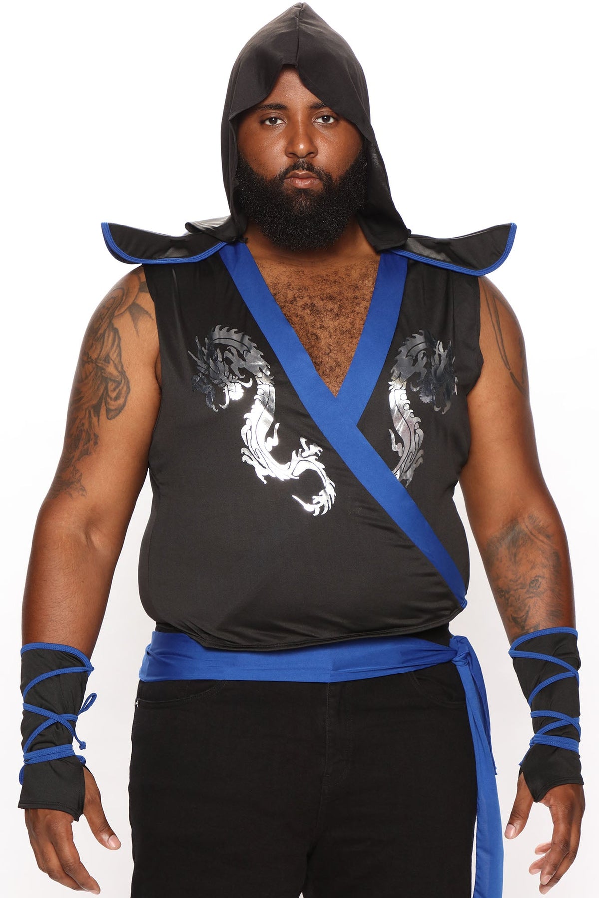 Dragon Ninja Costume Set with Hooded Tunic, Gauntlets and Sash