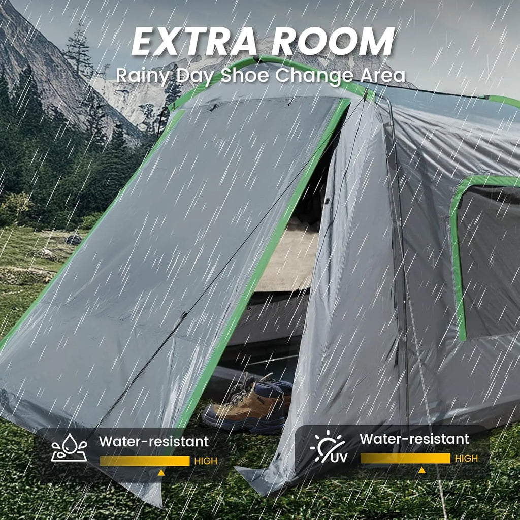 SUV Tent, 5-9 Person Rectangle Car Tent for Family, Waterproof & Windproof for Car Camping, Large Camping Tents with Storage Bag, SUV, Van, Jeep, Pickup 8FT L x 10.6FT W x 7.2FT H
