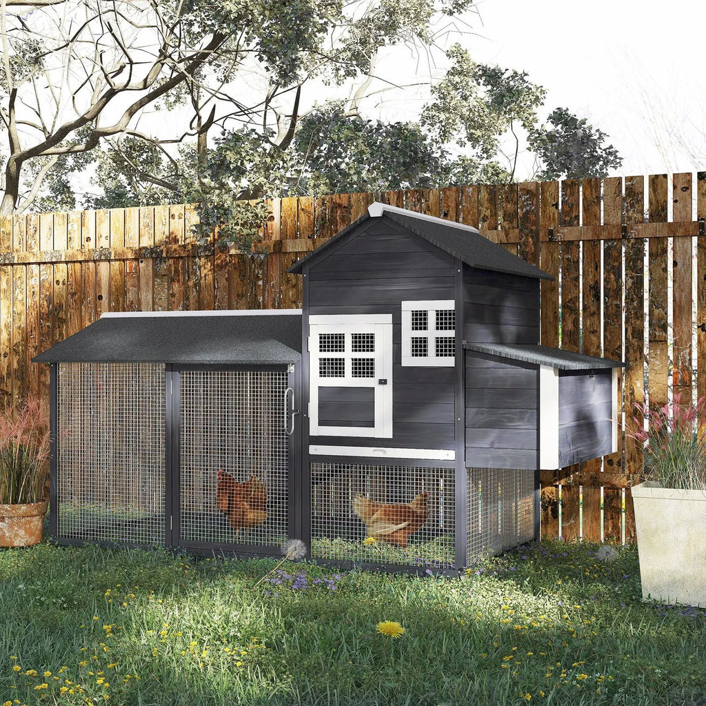 84'' Chicken Coop Deluxe Wooden House Hen Backyard Poultry Hutch Run Box
