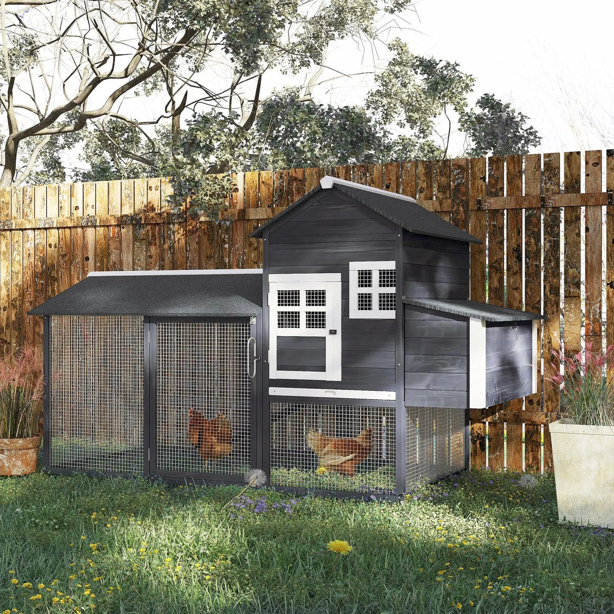 84'' Chicken Coop Deluxe Wooden House Hen Backyard Poultry Hutch Run Box