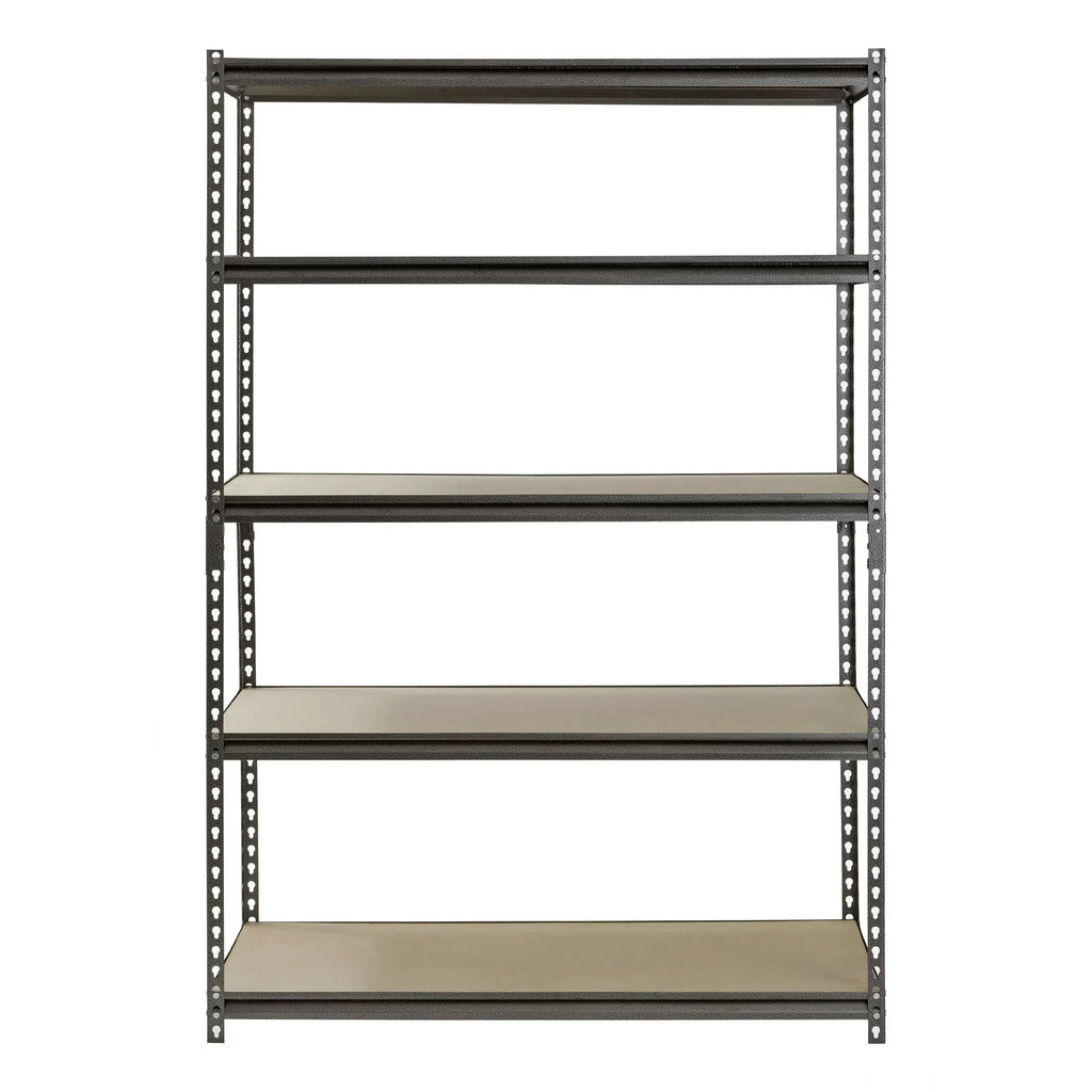 Edsal 48W x 24D x 72H 5-Shelf Steel Freestanding Shelves， Silver-Vein
