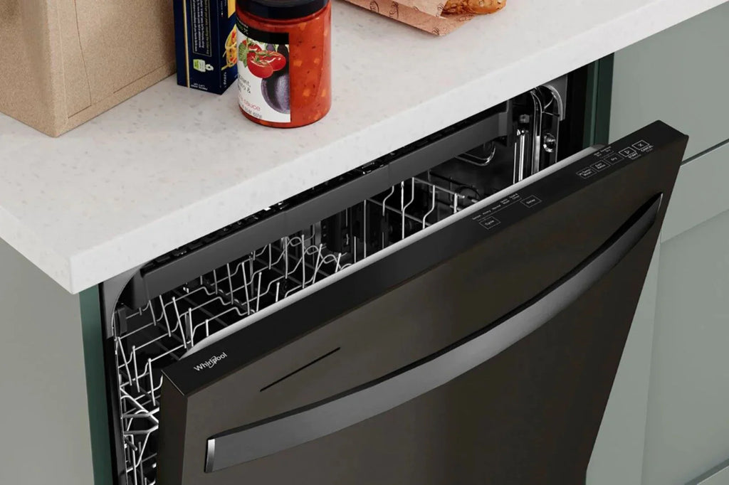Whirlpool - 24 Top Control Built-In Dishwasher with Stainless Steel Tub, Large Capacity, 3rd Rack, 47 dBA - Black stainless steel