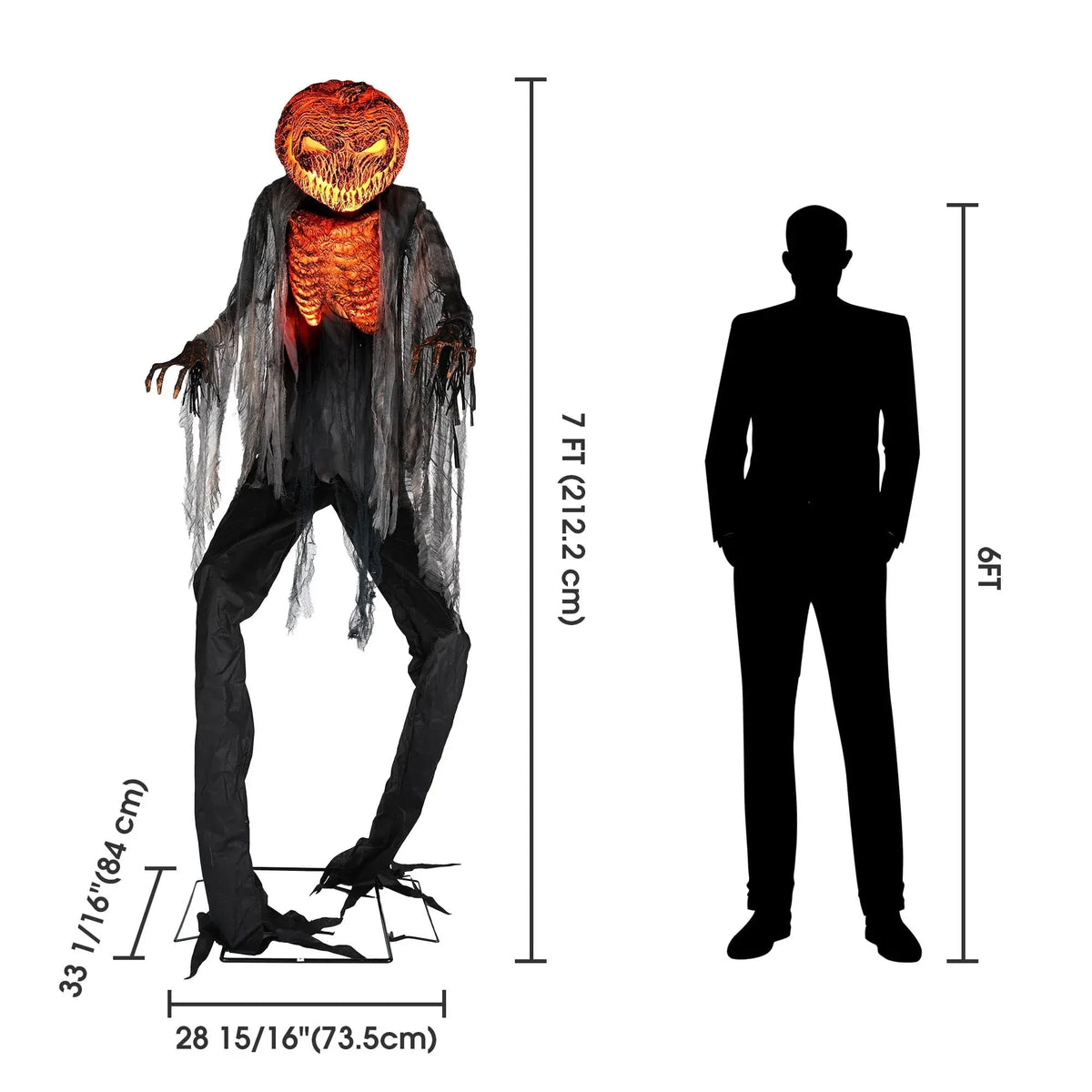 Yescom Scary Animated Pumpkin Halloween Decor 7 Ft with Motion & Sound Activated AC 100V-240V for Party Decoration
