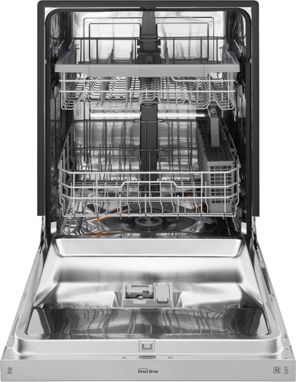 LG - 24 Front-Control Built-In Dishwasher with Stainless Steel Tub, QuadWash, 48 dBa - Stainless steel