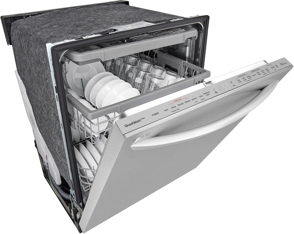LG - 24 Top Control Smart Built-In Stainless Steel Tub Dishwasher with 3rd Rack, QuadWash and 46dba - Stainless steel