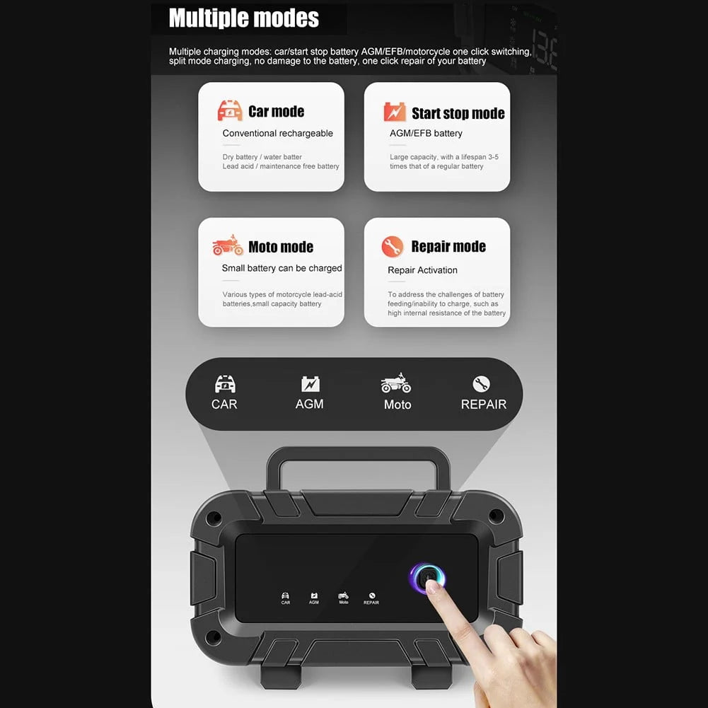 Haimni Car And Motorcycle Battery Charger 12V/6A Intelligent Pulse Repair Charger