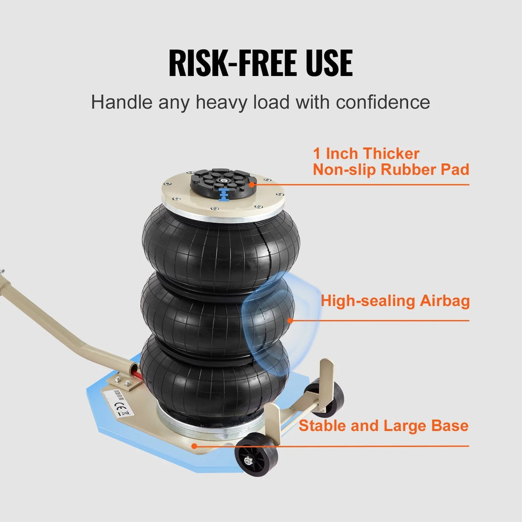BENTISM Air Jack, 3 Ton/6600 lbs Triple Bag Air Jack, Airbag Jack with Six Steel Pipes, Lift up to 17.7 inch/450 mm, 3-5 s Fast Lifting Pneumatic Jack, with Long Handles for Car, Garage, Repair