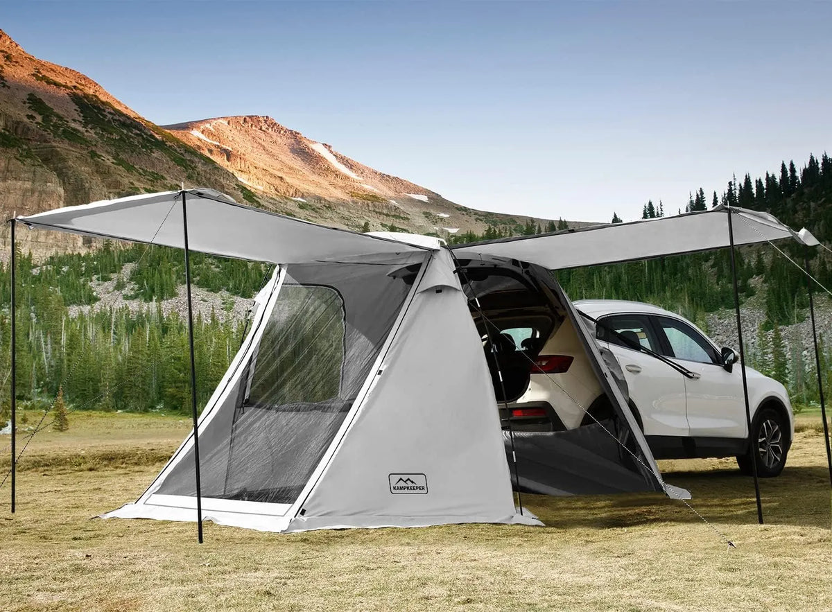 SUV Car Tent, Tailgate Shade Awning Tent for Camping, Vehicle Camping Tents Outdoor Travel (Gray)