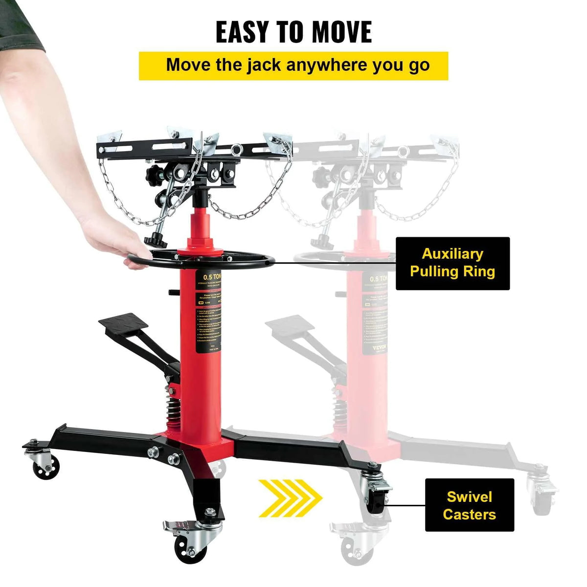 BENTISM Transmission Jack 1100 lbs 2-Stage Hydraulic High Lift Vertical Telescopic,Red