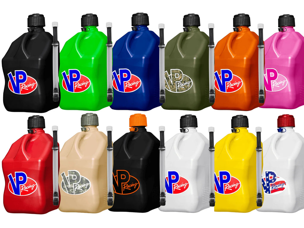VP Racing Utility Jug 5.5 Gallon + Deluxe Hose - Mix and Match Between 11 Different Colors - Made in the USA (2 Pack, Blue)