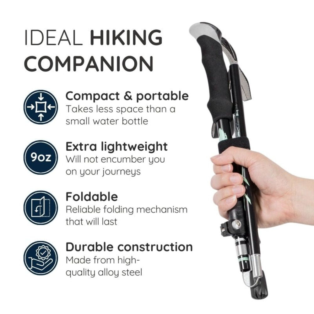 Folding Trekking Stick with Alloy Steel Shaft and Textured Grip  Handle