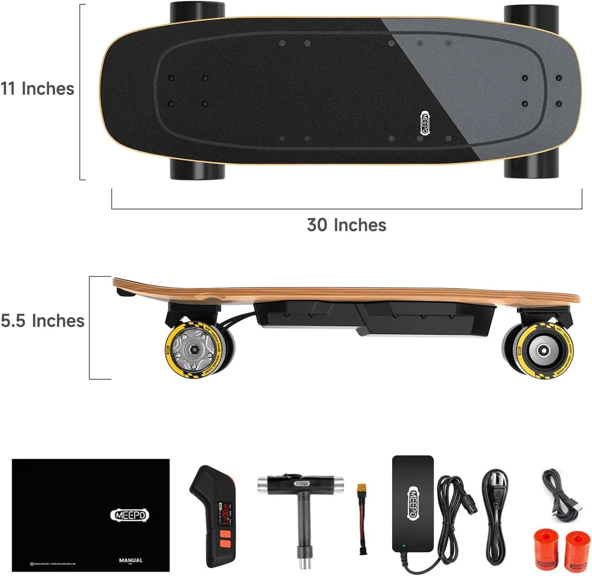 Mini Series Electric Skateboard with Remote, Up to 26-32 MPH Top Speed, 11-24Miles Range,330 Pounds Max Load, 30-34 Inches Maple Cruiser for Adults and Teens, Mini5 MINI3 Max Edge Flow