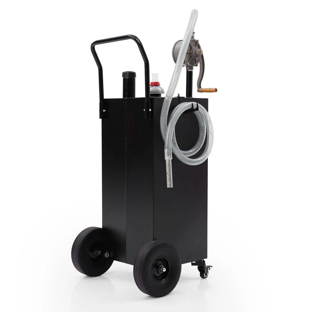 HA-EMORE Portable Gas Caddy Fuel Storage 35 Gallon Tank Gasoline Fuel with 2 Wheels for Car Lawnmower