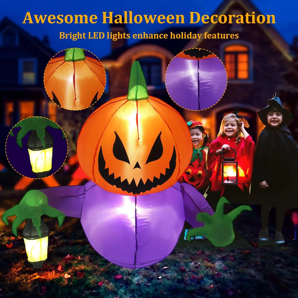 Halloween Inflatables Outdoor Decorations, Flying Pumpkin Broke Out from Window