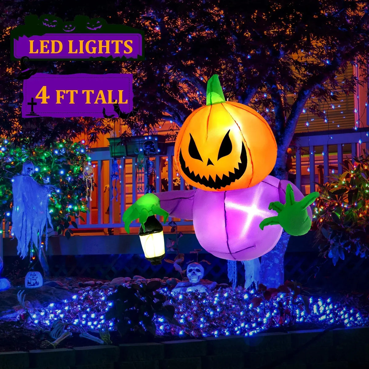 Halloween Inflatables Outdoor Decorations, Flying Pumpkin Broke Out from Window