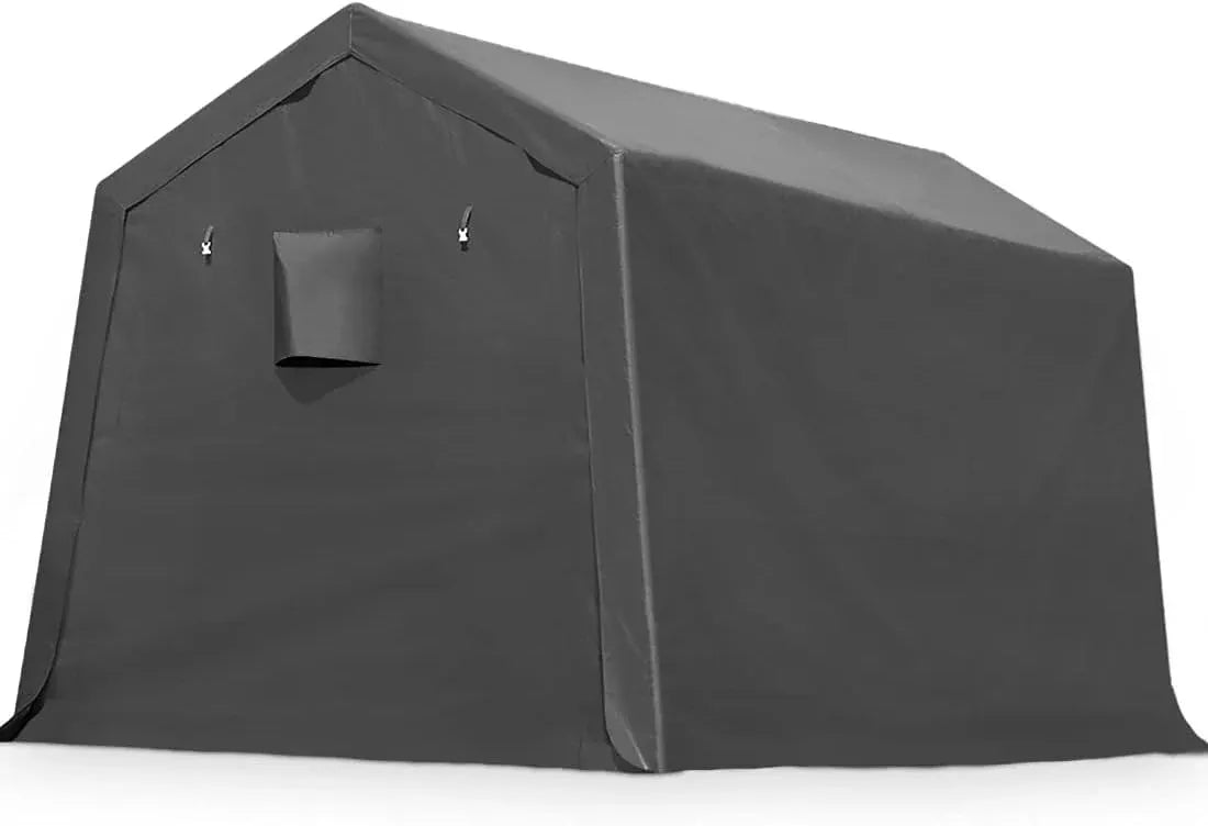 ADVANCE OUTDOOR 6x8 ft Outdoor Portable Storage Shelter Shed with 2 Roll up Zipper Doors & Vents Carport for Motorcycle Waterproof and UV Resistant Portable Garage Kit Tent, Gray