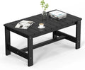 Outdoor Coffee Table, HDPE Patio Coffee Table for Outside, All-Weather Rectangle Coffee Table for Deck, Garden, Balcony, Porch, Indoor & Outdoor Use, Black