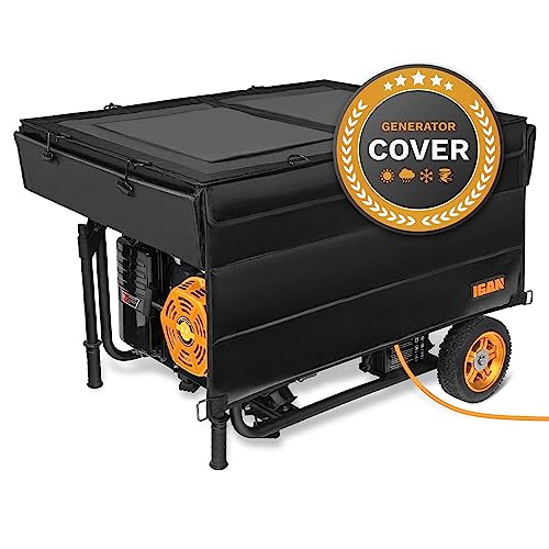 IGAN Generator Tent Running Cover Pro-Max, Ultra Heavy Duty Tarpaulin Enclosure with Windproof Kit, Portable All-Weather Generator Rain Shelter for Most 3500w-12000w generators, Black Generator Cover