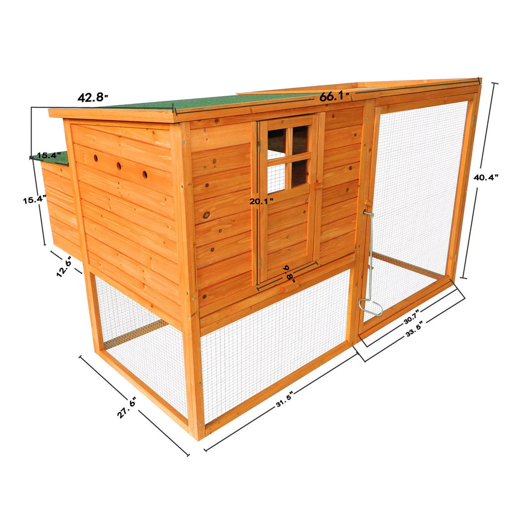 PawHut 64 Large Wooden Chicken Coop Kit With Outdoor Run And Nesting Box