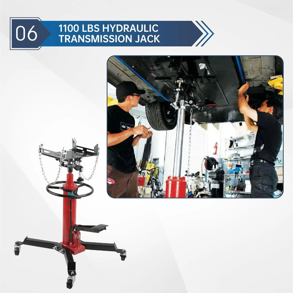 BATONECO 1660 lbs/0.75T Capacity Hydraulic Transmission Jack 34 - 70 Adjustable Height Telescopic Transmission Jack 2-Stage w/ Pedal 360° Swivel Wheel Lift Hoist for Car Lift Garage