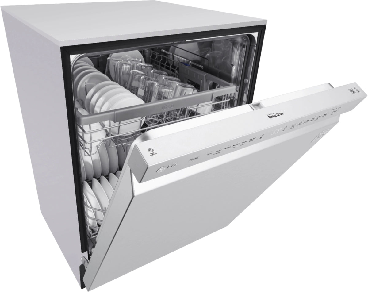 LG - 24 Front-Control Built-In Dishwasher with Stainless Steel Tub, QuadWash, 48 dBa - Stainless steel