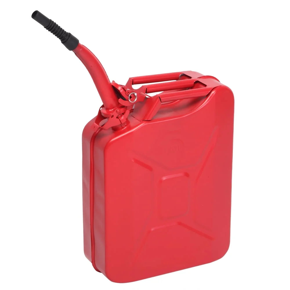 DreamBuck Jerry Cans for Gasoline, 20L 5 Gallon Metal Gas Can with Fuel Can and Spout System, US Standard Cold-Rolled Plate Petrol Diesel Can, Jerry Fuel Can, Gasoline Bucket with Oil Pipe, Red