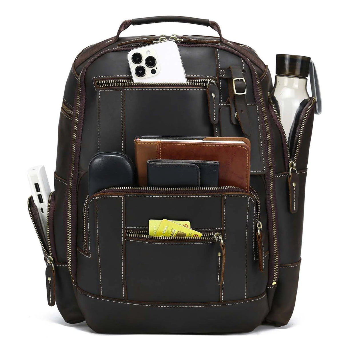 15.6 Full Grain Leather Laptop Backpack