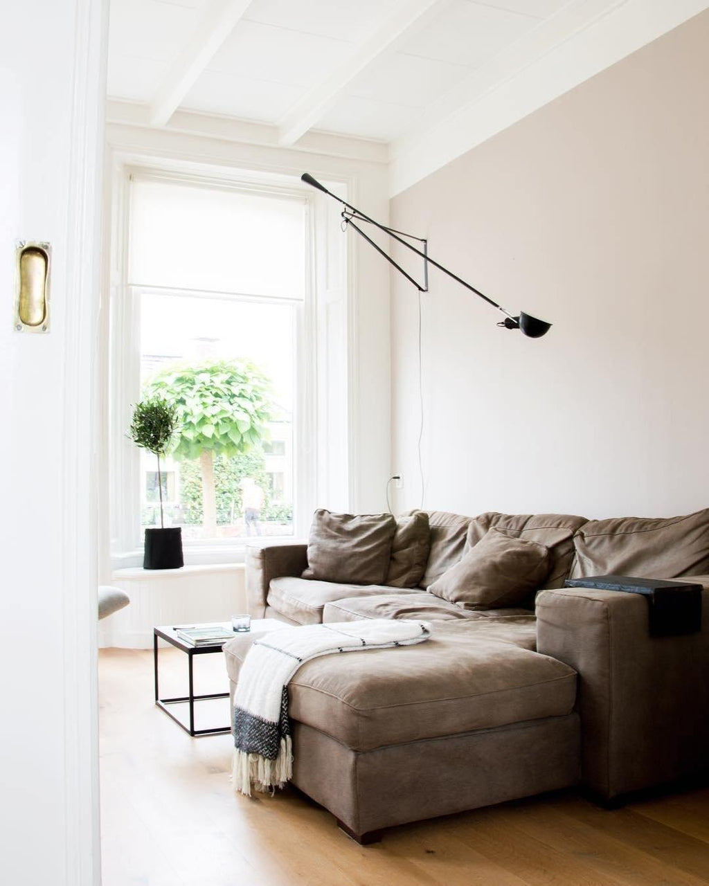 Adjustable Wall Lamp with Swinging Arm and Cast Iron Counterweight, 80.7  inches