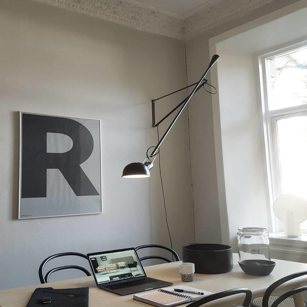 Adjustable Wall Lamp with Swinging Arm and Cast Iron Counterweight, 80.7  inches