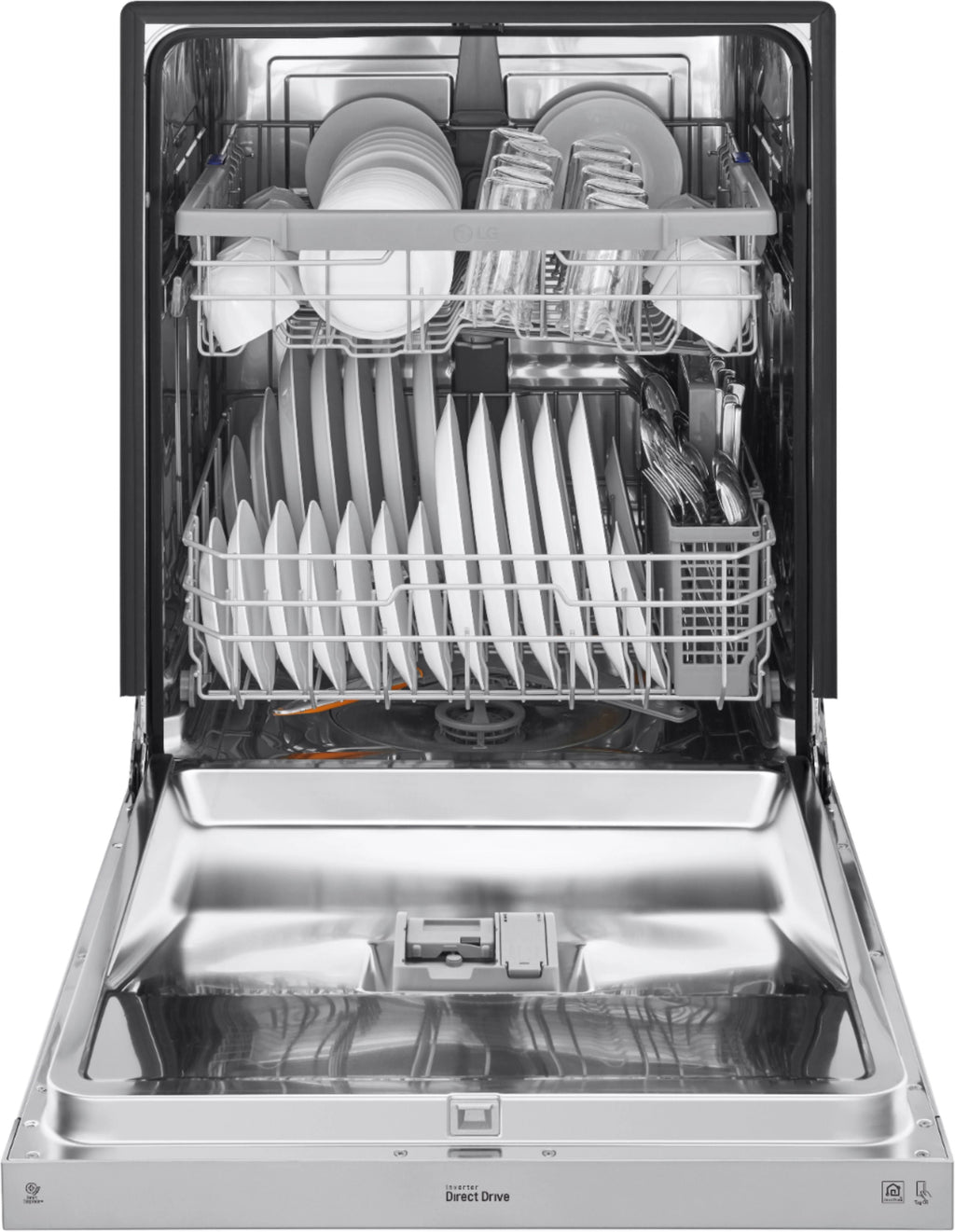 LG - 24 Front-Control Built-In Dishwasher with Stainless Steel Tub, QuadWash, 48 dBa - Stainless steel