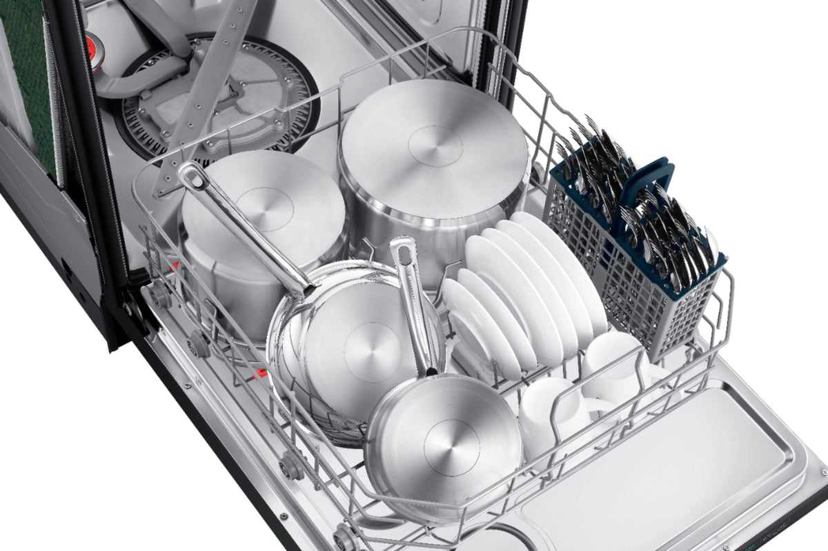 Samsung - StormWash 24 Top Control Built-In Dishwasher with AutoRelease Dry, 3rd Rack, 48 dBA - Black stainless steel