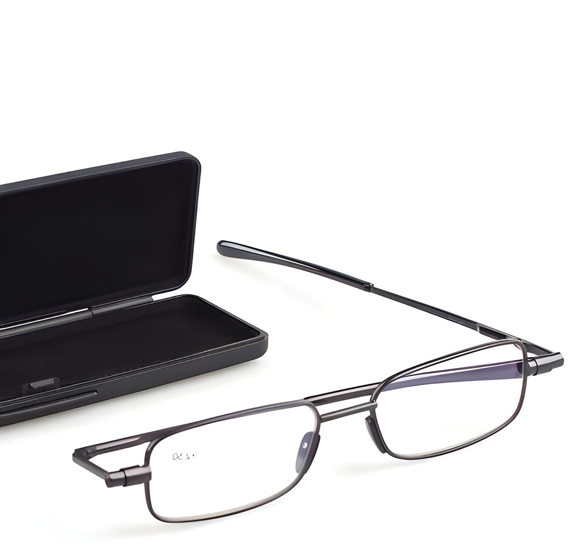 Folding Reading Glasses with 90 Degrees Spring Hinge and Stainless Steel Frame, Ultra Compact