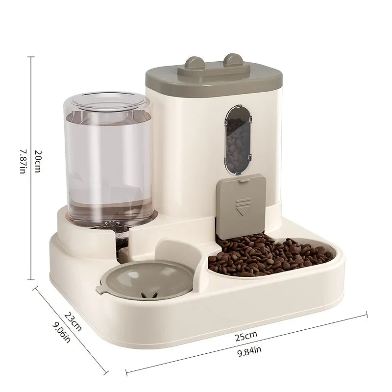 Automatic Gravity Pet Feeder with Dual Bowls and Water  Control