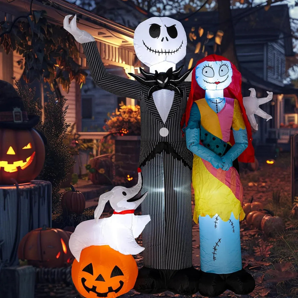Nervure 6Ft Halloween Decoration Outdoor Inflatable - Halloween Inflatable Decorations with Skeleton Dog and Pumpkin- Blow Up Inflatables with Built-in LED Lights for Yard Garden Lawn Decor