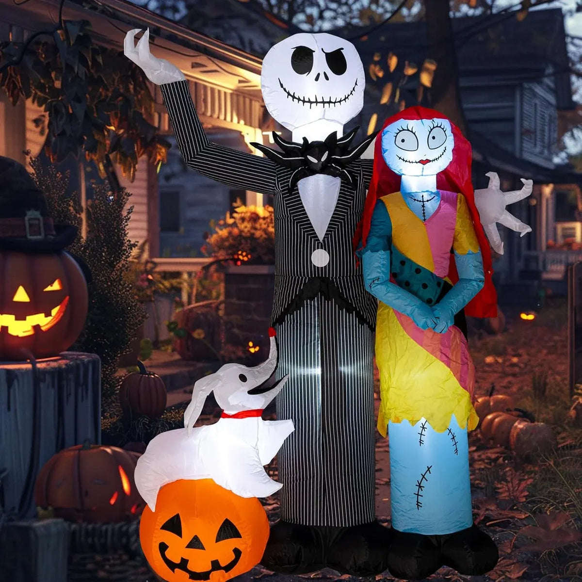 Nervure 6Ft Halloween Decoration Outdoor Inflatable - Halloween Inflatable Decorations with Skeleton Dog and Pumpkin- Blow Up Inflatables with Built-in LED Lights for Yard Garden Lawn Decor