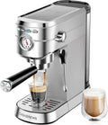CM5418 Espresso Machine 20 Bar, Compact Espresso Maker with Steam Milk Frother, Stainless Steel Coffee Machine with 34oz Removable Water Tank for Cappuccino, Latte, Silver