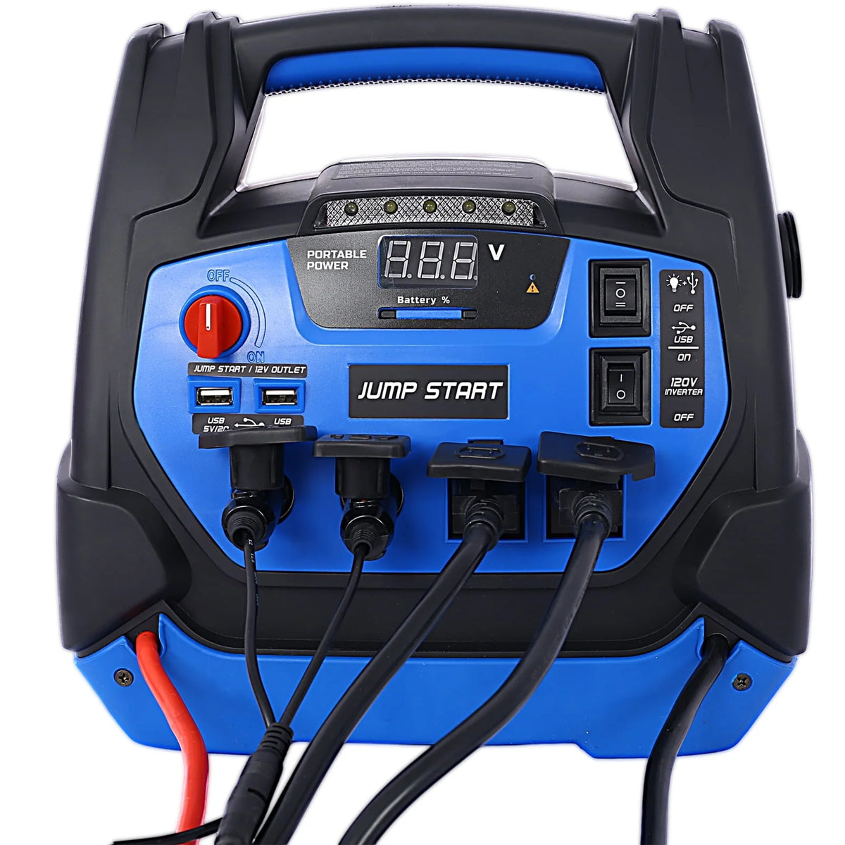 iRerts 1800 Peak Amp Jump Starter, Rechargeable Jump Starter for Gas Diesel Vehicles, Portable Power Station Powerhouse with Air Compressor, 2 DC Outlets, 2 AC Outlets, and 2 USB Ports