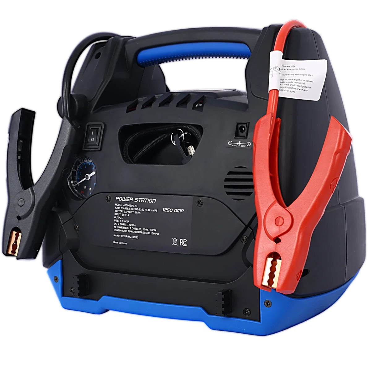 Battery Jump Starter, 1800 Amps Portable Power Station with Air Compressor/AC & USB Port/12V DC Power Ports for Gas Diesel Vehicles
