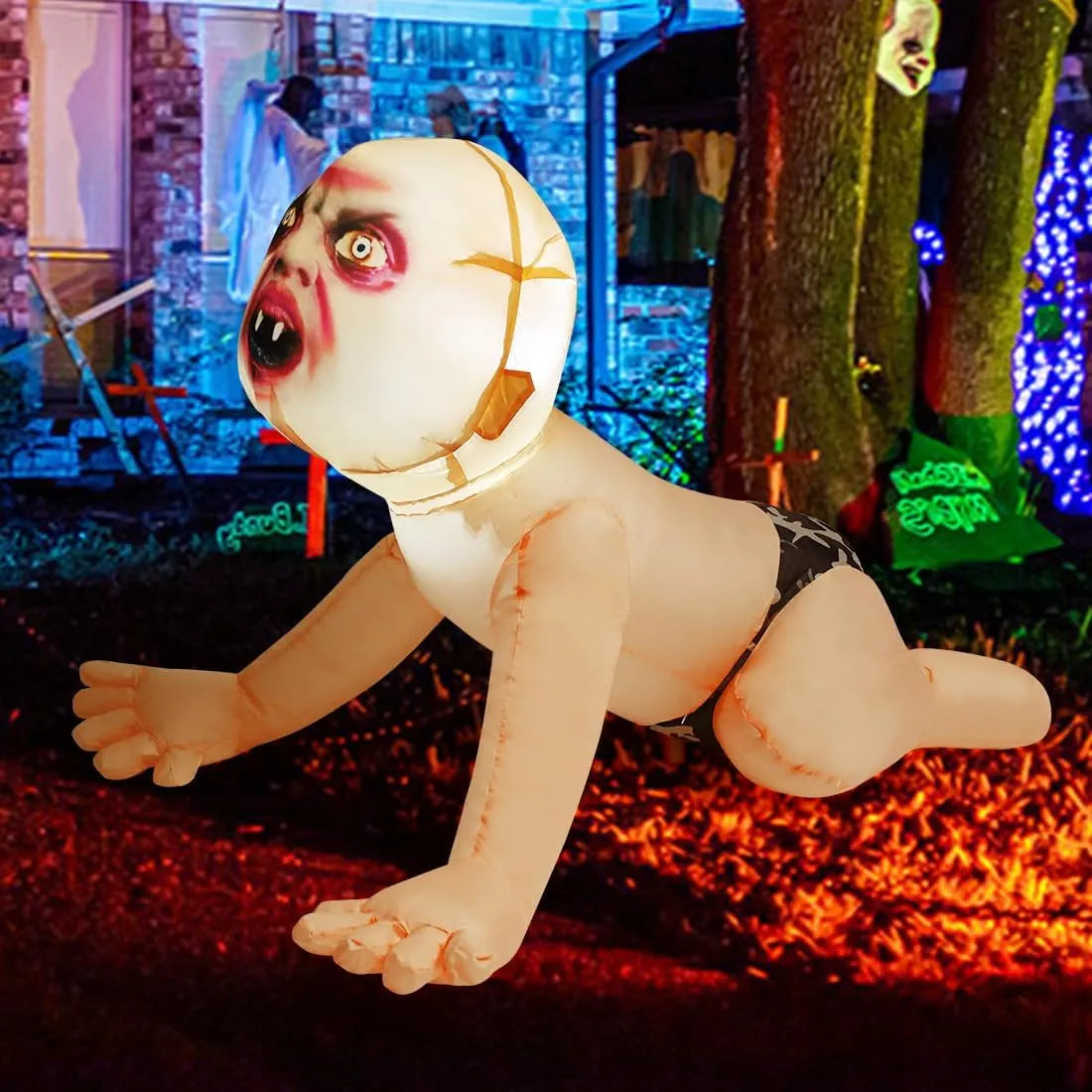 4 FT Halloween Inflatable Zombie Outdoor Decorations Blow Up Yard Scary Zombie with Built-in LEDs for Indoor Garden Lawn Party Decor