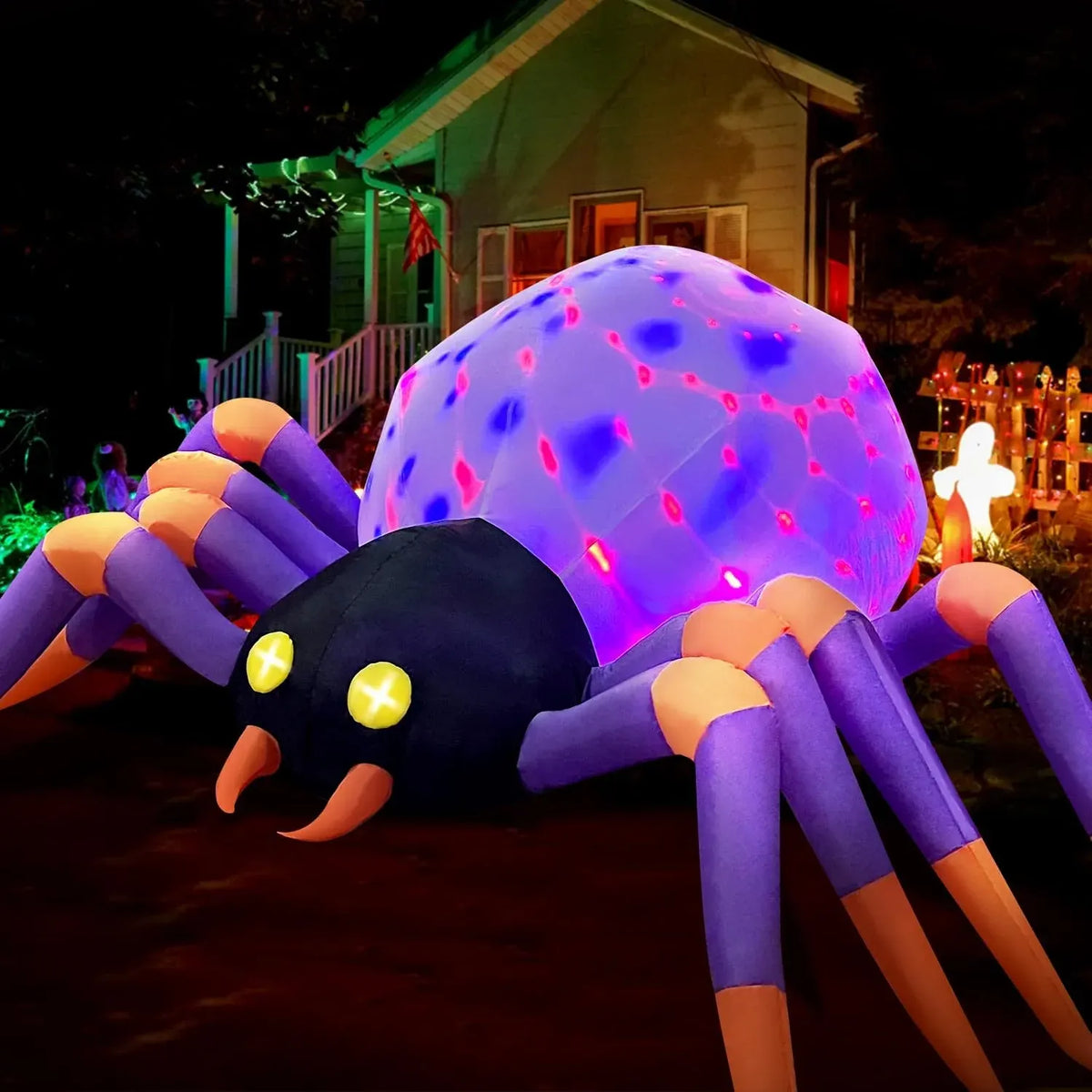 DomKom Giant 16FT Halloween Inflatable Decorations Spider, Build-in Magic LED Lights Holiday Blow Up Yard Decoration for Halloween Holiday Party Outdoor,Garden Yard Lawn Decor